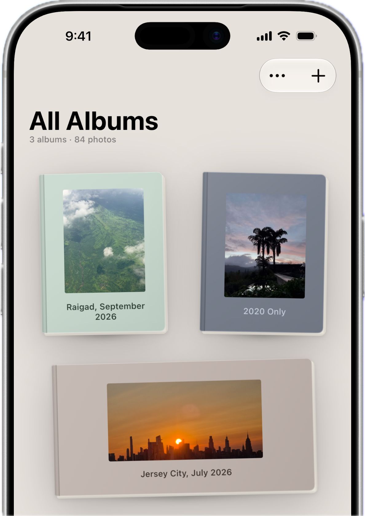 Snapling showing a collection of photo albums on iPhone